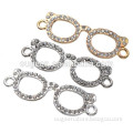 High quality rhinestone gold plated glasses shape with 2 loops baby shoe charm